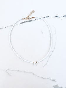 White Beaded Initial Necklaces